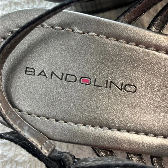 Bandolino glitter circles dressy sandal, with black patent wedge heel, classic - Picture 4 of 16